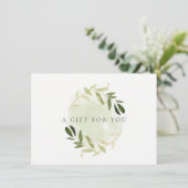 Gold Green Foliage-Waterverf Cadeaubon Kaart (Staand voorkant)