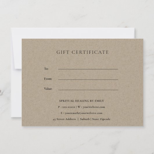 Gold Green Foliage-Waterverf Cadeaubon Kaart (Achterkant)