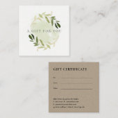 GOLD GREEN FOLIAGE WATERVERF GIFT CERTIFICAAT (Voorkant / Achterkant)