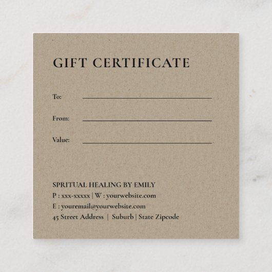 GOLD GREEN FOLIAGE WATERVERF GIFT CERTIFICAAT (Achterkant)