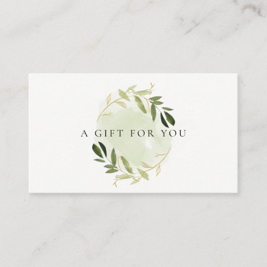 GOLD GREEN FOLIAGE WATERVERF GIFT CERTIFICAAT (Voorkant)