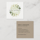 GOLD GREEN FOLIAGE WATERVERF WREATH PROFESSIONAL VIERKANTE VISITEKAARTJE (Voorkant / Achterkant)
