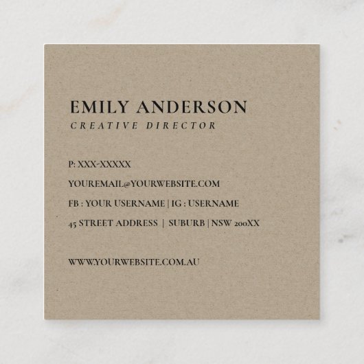 GOLD GREEN FOLIAGE WATERVERF WREATH PROFESSIONAL VIERKANTE VISITEKAARTJE (Achterkant)