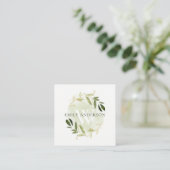 GOLD GREEN FOLIAGE WATERVERF WREATH PROFESSIONAL VIERKANTE VISITEKAARTJE (Staand voorkant)