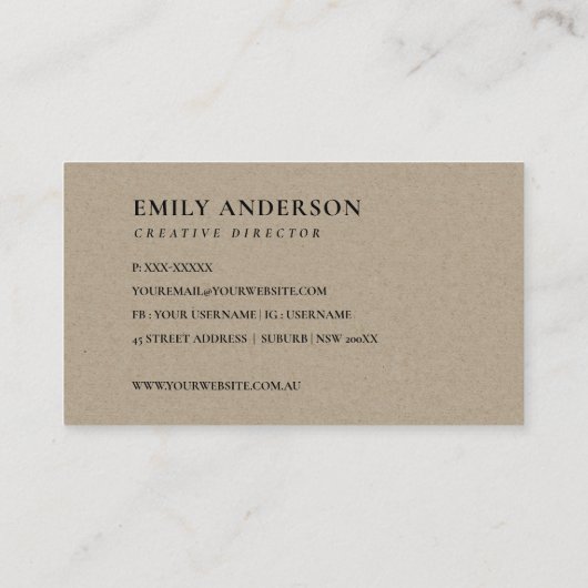 GOLD GREEN FOLIAGE WATERVERF WREATH PROFESSIONAL VISITEKAARTJE (Achterkant)