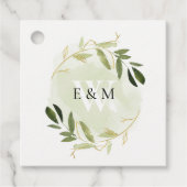 GOLD GREEN FOLIAGE WATERVERF WREATH WEDDING BEDANKJES LABELS (Voorkant)