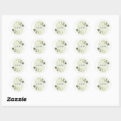 GOLD GREEN FOLIAGE WATERVERF WREATH WEDDING RONDE STICKER (Vel)
