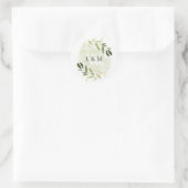 GOLD GREEN FOLIAGE WATERVERF WREATH WEDDING RONDE STICKER (Tas)