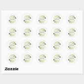 GOLD GREEN FOLIAGE WATERVERF WREATH WEDDING RONDE STICKER (Vel)