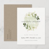 GOLD GREEN FOLIAGE WATERVERF WREATS BEWAREN DE DAT AANKONDIGINGSKAART (Voorkant / Achterkant)