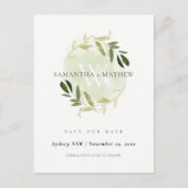 GOLD GREEN FOLIAGE WATERVERF WREATS BEWAREN DE DAT AANKONDIGINGSKAART (Voorkant)