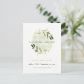 GOLD GREEN FOLIAGE WATERVERF WREATS BEWAREN DE DAT AANKONDIGINGSKAART (Staand voorkant)