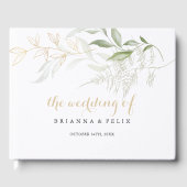 Gold Green Foliage Weddenschap Gastenboek (Voorkant)