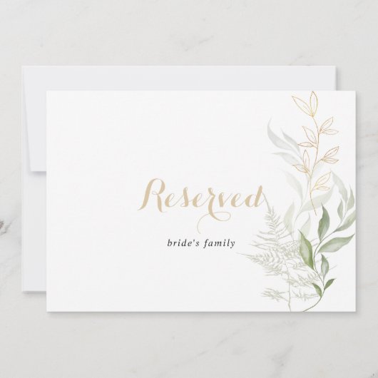 Gold Green Foliage Weddenschap Gereserveerd (Achterkant)