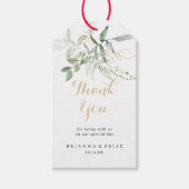 Gold Green Foliage Weddenschap Hartelijk dank Cadeaulabel (Voorkant)
