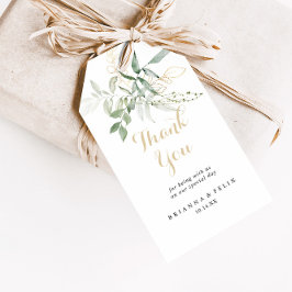 Gold Green Foliage Weddenschap Hartelijk dank Cadeaulabel