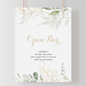 Gold Green Foliage Weddenschap Open Bar Poster