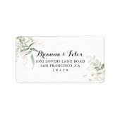 Gold Green Foliage Weddenschap RSVP-adreslabel Etiket (Voorkant)