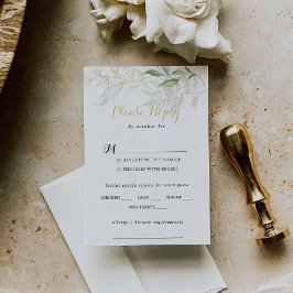 Gold Green Foliage Wedding Menu Keuze RSVP