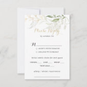 Gold Green Foliage Wedding Menu Keuze RSVP (Voorkant)
