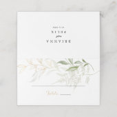 Gold Green Foliage Weduwenkaart Plaatskaartje (Buitenkant ongevouwen)