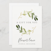 GOLD GREEN FOLIAGE WREATH GIFT CERTIFICATE CARD FEESTDAGENKAART (Voorkant / Achterkant)