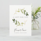 GOLD GREEN FOLIAGE WREATH GIFT CERTIFICATE CARD FEESTDAGENKAART (Staand voorkant)