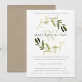 GOLD GREEN FOLIAGE WREATH SHOWER BY MAIL CARD BEDANKKAART (Voorkant / Achterkant)