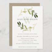 GOLD GREEN FOLIAGE WREATH VRIJGEZELLENFEEST KAART (Voorkant / Achterkant)