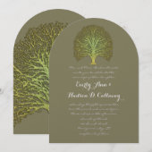 Gold Green Forest Wedding Invitation Kaart (Voorkant / Achterkant)