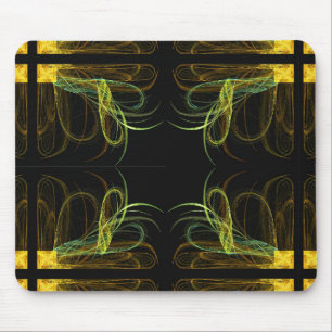 Gold & Green Fractal Mousepad Muismat