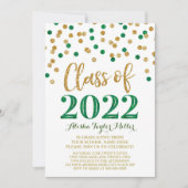 Gold Green Glitter Confetti Graduation Party 2022 Kaart (Voorkant)