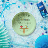 Gold Green Glitter & Happy Retirement  Papieren Bordje (Feest)