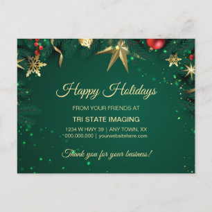 Gold Green Holiday Decor Customer Appreciation Briefkaart