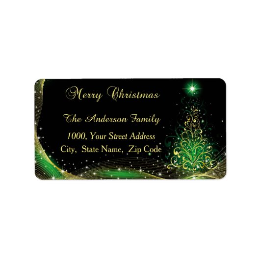 Gold Green-kerstterugzendlabel Etiket (Voorkant)