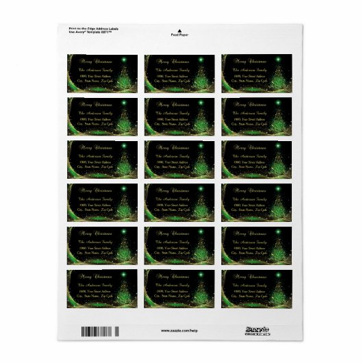 Gold Green-kerstterugzendlabel Etiket (Full Sheet)