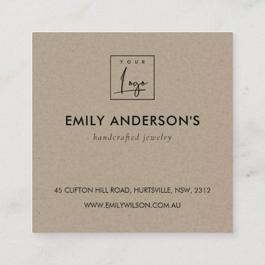 GOLD GREEN KRAFT FOLIAGE WREATH DANK JE LOGO VIERKANTE VISITEKAARTJE (Achterkant)