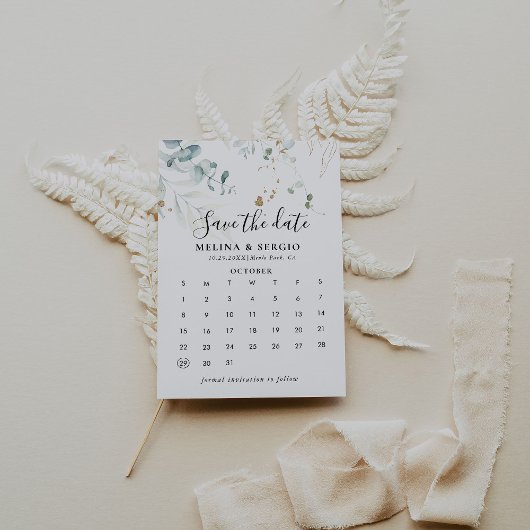 Gold Green laat de kalender van de Datum opslaan Save The Date