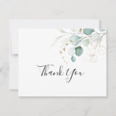 Gold Green Leaves Calligraphy Wedding Bedankkaart (Voorkant)
