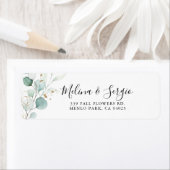 Gold Green Leaves Weduwingadreslabel Etiket (Insitu)