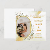 Gold Green Luxury Wedding Party Uitnodiging (Voorkant / Achterkant)