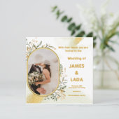 Gold Green Luxury Wedding Party Uitnodiging (Staand voorkant)