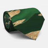 Gold Green Marble Abstract schilderen Stropdas (Opgerold)
