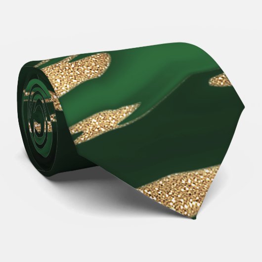 Gold Green Marble Abstract schilderen Stropdas (Opgerold)