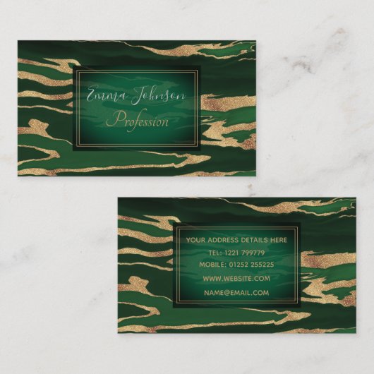 Gold Green Marble Abstract schilderen Visitekaartje (Voorkant / Achterkant)