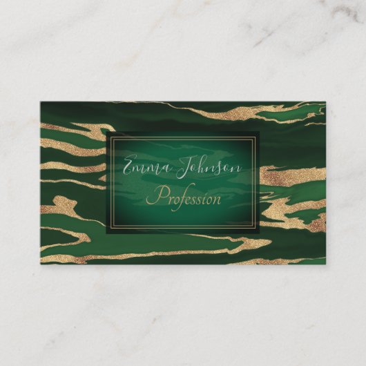 Gold Green Marble Abstract schilderen Visitekaartje (Voorkant)