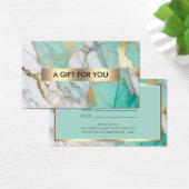Gold Green Marble Elegant Gift Certificate Visitekaartje (Bureau)