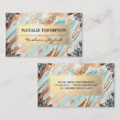 Gold Green Marble | Fancy elementen | Bokeh Glow Visitekaartje (Voorkant / Achterkant)