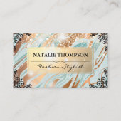 Gold Green Marble | Fancy elementen | Bokeh Glow Visitekaartje (Voorkant)