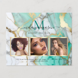Gold Green Marble Makeup Artist Elegant Photo Flyer